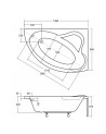 Baignoire d'angle ORIEGO MAXI 140x90 cm droite avec tablier NOIR
