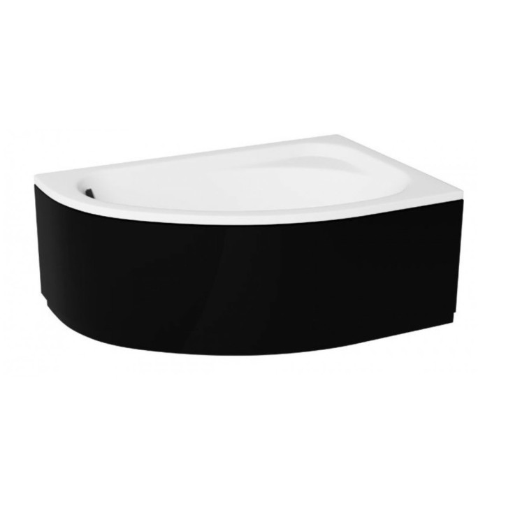Baignoire d'angle CORNEA 140x80 cm droite avec tablier noir
