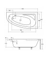 Baignoire d'angle CORNEA 140x80 cm droite avec tablier noir