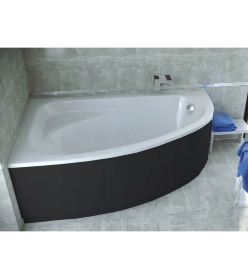 Baignoire d'angle CORNEA 140x80 cm GAUCHE avec tablier noir