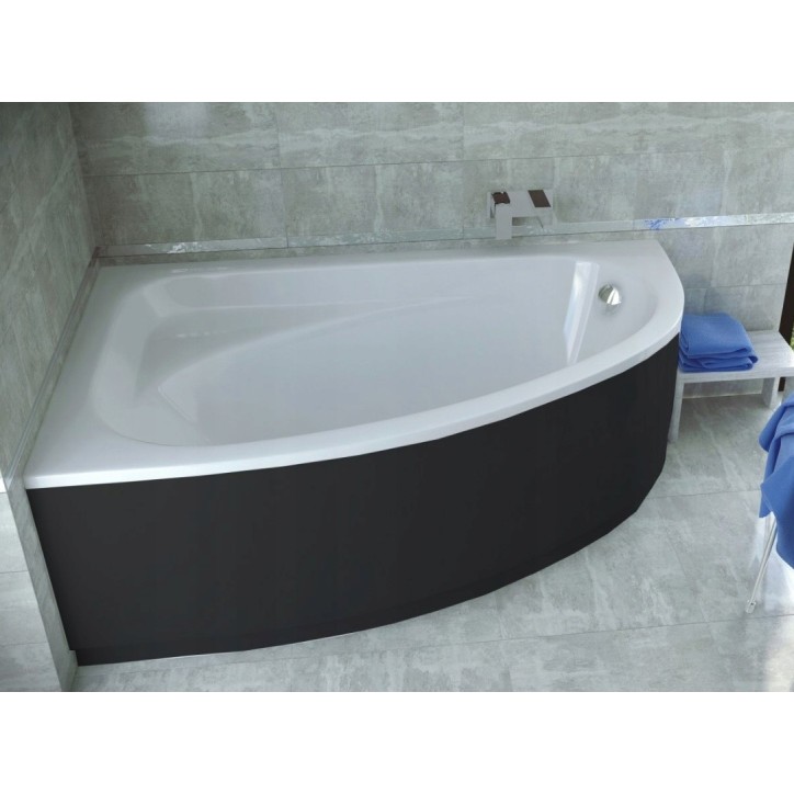 Baignoire d'angle CORNEA 140x80 cm GAUCHE avec tablier noir