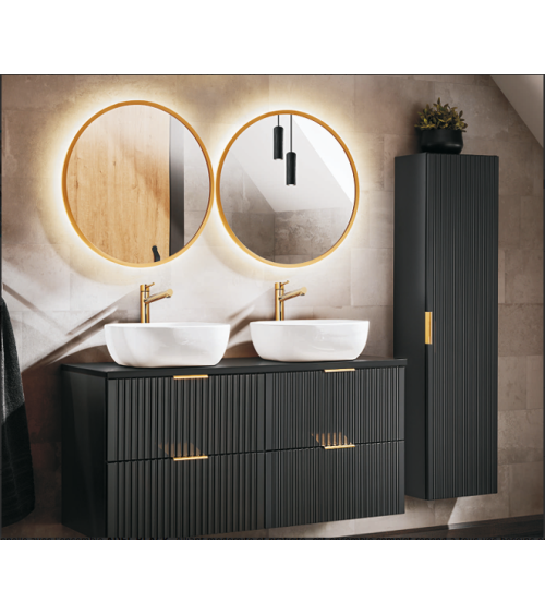 Ensemble de salle de bain Adel black - 2 vasques, 1 colonne
