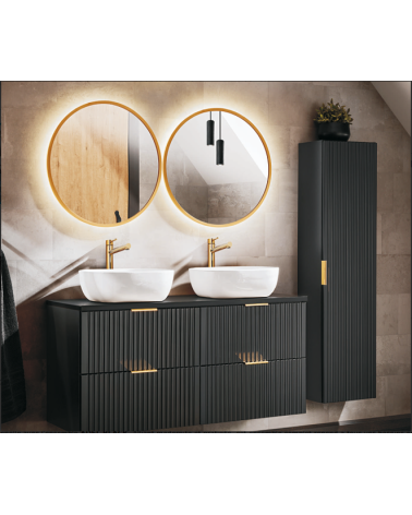 Ensemble de salle de bain Adel black - 2 vasques, 1 colonne