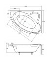 Baignoire d'angle DELFINA 166 X107CM droite avec tablier noir