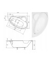 Baignoire d'angle BIANCA Droite 150 x 95 cm avec tablier NOIR