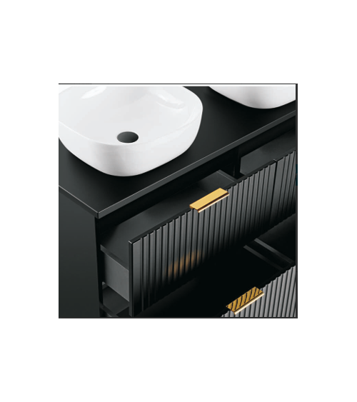 Ensemble de salle de bain Adel black - 2 vasques, 1 colonne