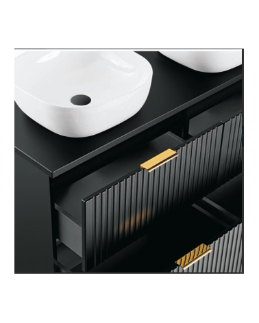 Ensemble de salle de bain Adel black - 2 vasques, 1 colonne