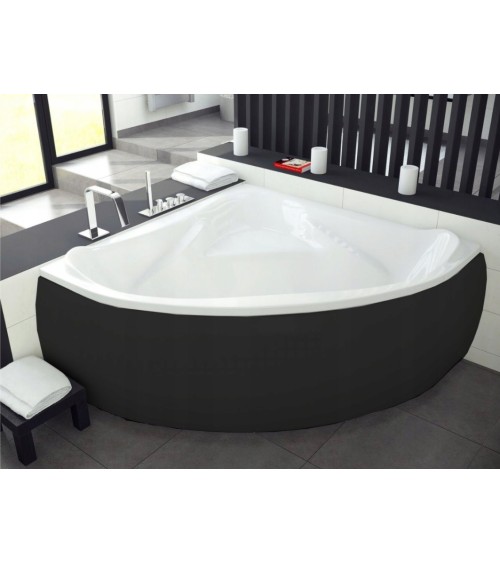 Baignoire d'angle EWA 134x134x57,5 cm avec tablier noir