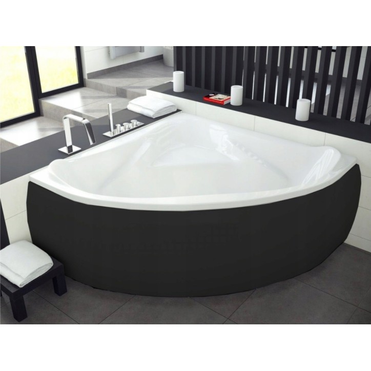 Baignoire d'angle EWA 134x134x57,5 cm avec tablier noir