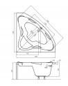 Baignoire d'angle EWA 134x134x57,5 cm avec tablier noir