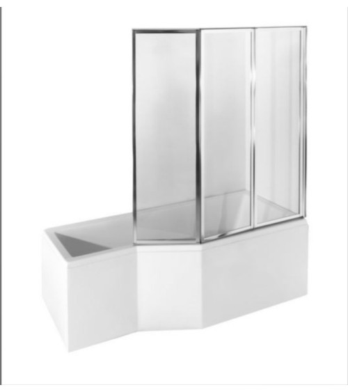 Baignoire asymétrique avec tablier noir INTEGRA 150cm + pare baignoire