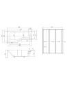 Baignoire asymétrique avec tablier noir INTEGRA 150cm + pare baignoire