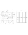Baignoire asymétrique avec tablier noir INTEGRA 150cm + pare baignoire