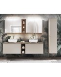 Ensemble de salle de bain Santa Fe Taupe 140cm - 2 vasques, 1 colonne