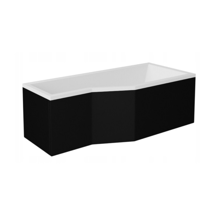 Baignoire asymétrique avec tablier noir INTEGRA 170cm + pare baignoire Baignoire asymétrique avec tablier noir INTEGRA 170cm + pare baignoire