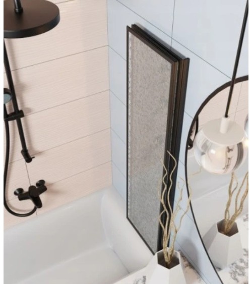 Baignoire asymétrique avec tablier noir INTEGRA 170cm + pare baignoire