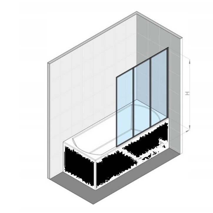 Baignoire asymétrique avec tablier noir INTEGRA 170cm + pare baignoire Baignoire asymétrique avec tablier noir INTEGRA 170cm + pare baignoire