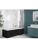 Baignoire INSPIRO tablier noir 160 cm + pare baignoire