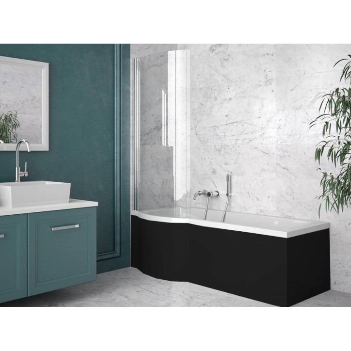 Baignoire INSPIRO tablier noir 160 cm + pare baignoire