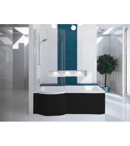 Baignoire INSPIRO tablier noir 160 cm + pare baignoire