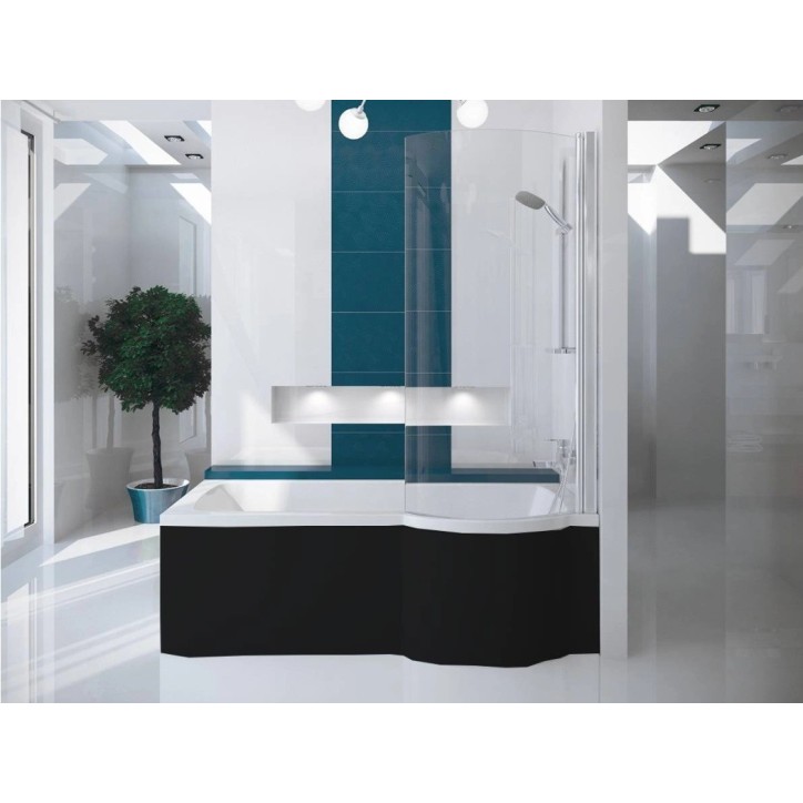 Baignoire INSPIRO tablier noir 170 cm + pare baignoire Baignoire INSPIRO tablier noir 170 cm + pare baignoire