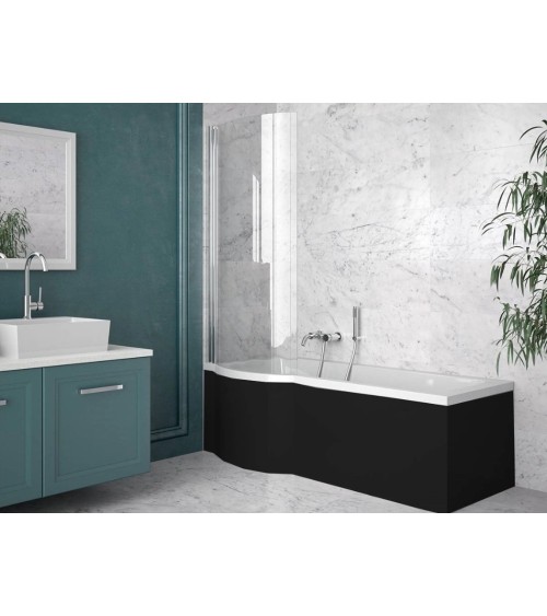 Baignoire INSPIRO tablier noir 170 cm + pare baignoire
