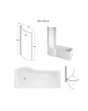 Baignoire INSPIRO tablier noir 170 cm + pare baignoire