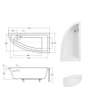 Baignoire d'angle ORIEGO II 140 cm droite SANS tablier