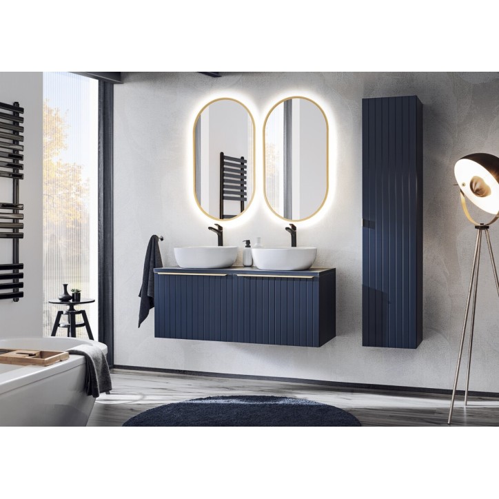 Ensemble Santa Fe 120 cm Bleu - 2 vasques, 1 colonne