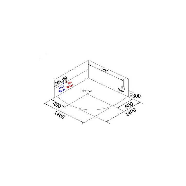 Baignoire balnéo Apollo 140x140x62cm