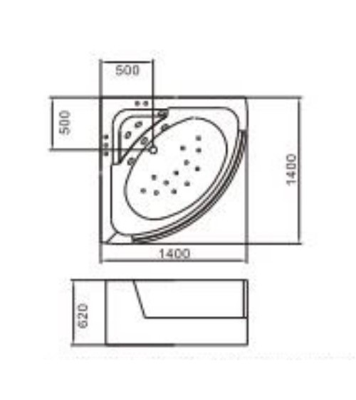 Baignoire balnéo Apollo 140x140x62cm