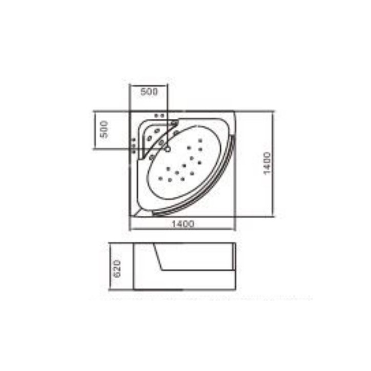Baignoire balnéo Apollo 140x140x62cm