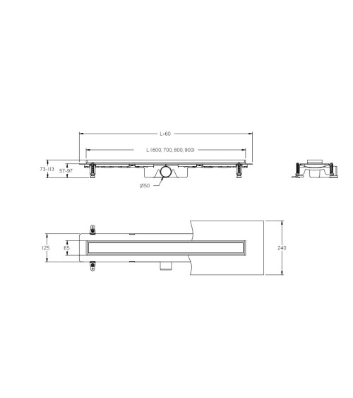 Caniveau de Douche linéaire BASIC 60cm