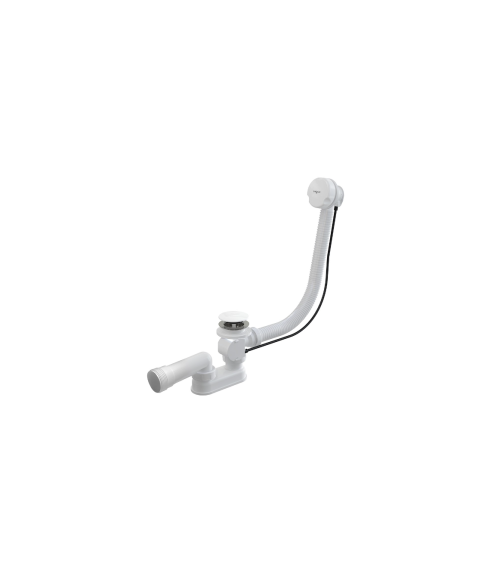 Siphon Bonde blanc avec trop plein pour baignoire