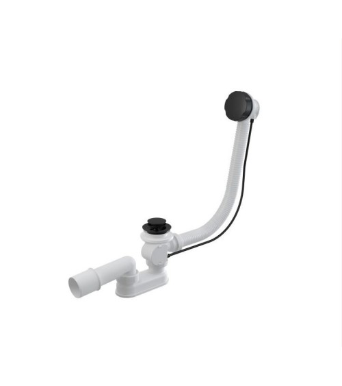 Siphon Bonde NOIR avec trop plein pour baignoire