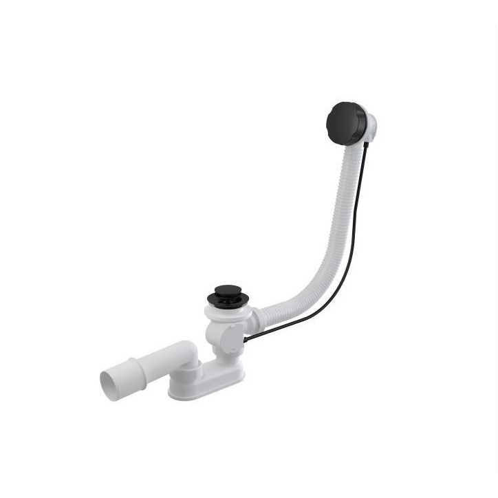 Siphon Bonde NOIR avec trop plein pour baignoire Siphon Bonde NOIR avec trop plein pour baignoire