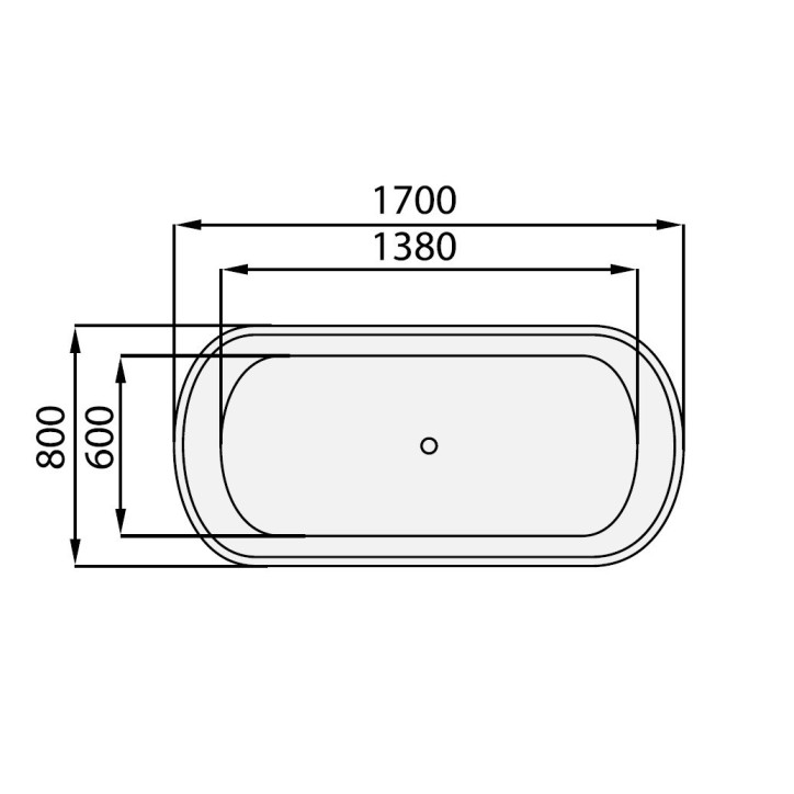Baignoire îlot ANALIPSI II 170x80 cm