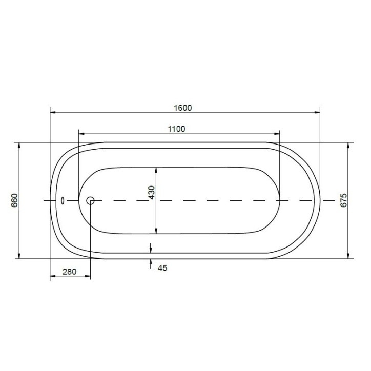 Baignoire îlot PALAO II 160x68 cm