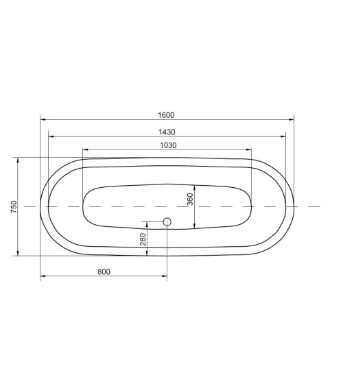Baignoire îlot VIVOS II 160 x75x63 cm