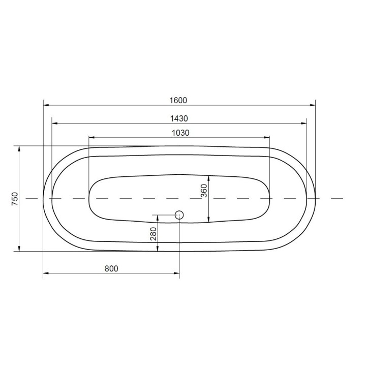Baignoire îlot VIVOS II 160 x75x63 cm Baignoire îlot VIVOS II 160 x75x63 cm