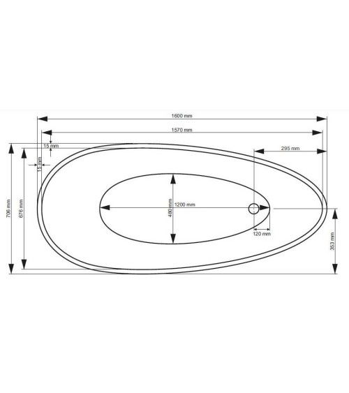 Baignoire îlot FORTUNA 160x70x63 cm