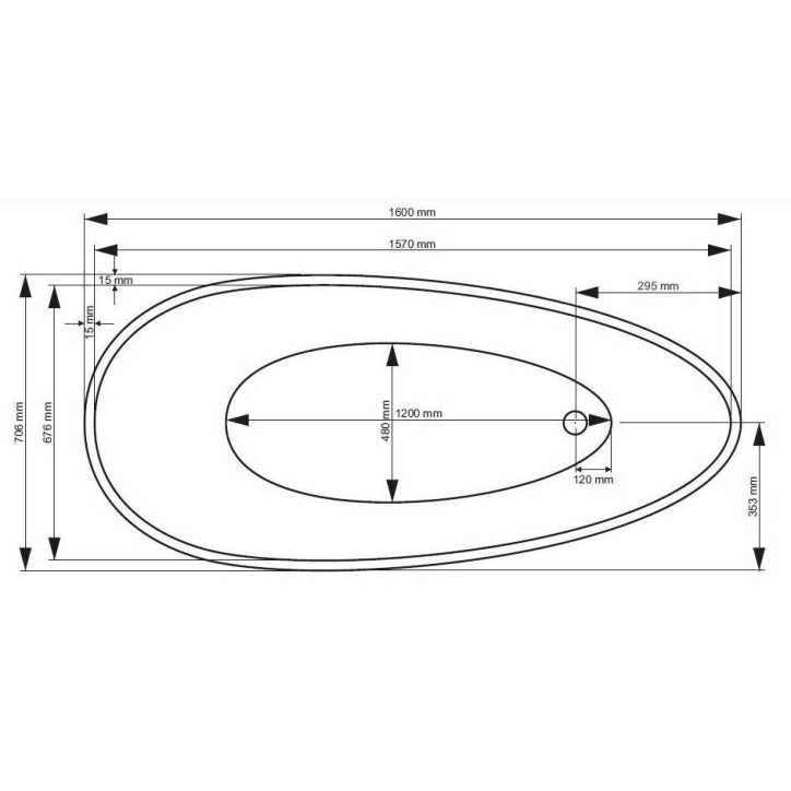 Baignoire îlot FORTUNA 160x70x63 cm Baignoire îlot FORTUNA 160x70x63 cm