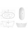 Baignoire îlot AYLA GLAM SILVER 170 x 80 cm