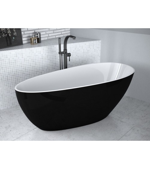 Baignoire îlot GOYA bicolore: noir/blanc 142x62 cm/160x70 cm