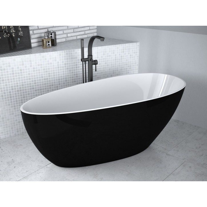 Baignoire îlot GOYA bicolore: noir/blanc 142x62 cm/160x70 cm