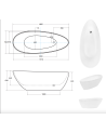 Baignoire îlot GOYA GLAM GRAPHITE 142x62 cm/160x70 cm
