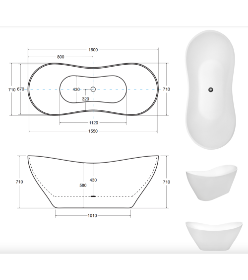 Baignoire îlot VIYA 160 x 70 cm