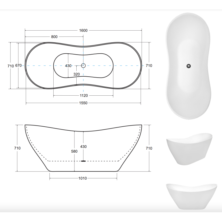 Baignoire îlot VIYA 160 x 70 cm