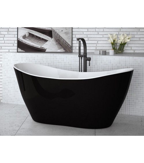 Baignoire îlot VIYA bicolore:noir/blanc 160 x 70 cm