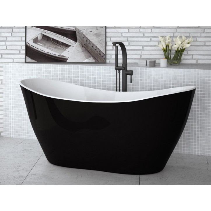 Baignoire îlot VIYA bicolore:noir/blanc 160 x 70 cm